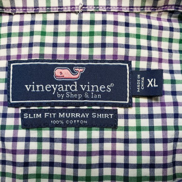 Vineyard Vines Mens XL Slim Fit Murray Shirt Button Down Front Check EUC - Picture 6 of 11